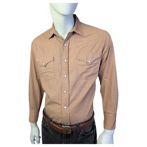 Vintage Tan Pearl Snap Western Cowboy Shirt | Westmount MFG Calgary | Medium